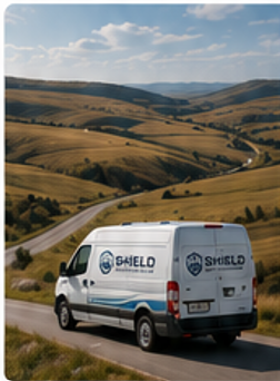 Mobile clinic van on rural road