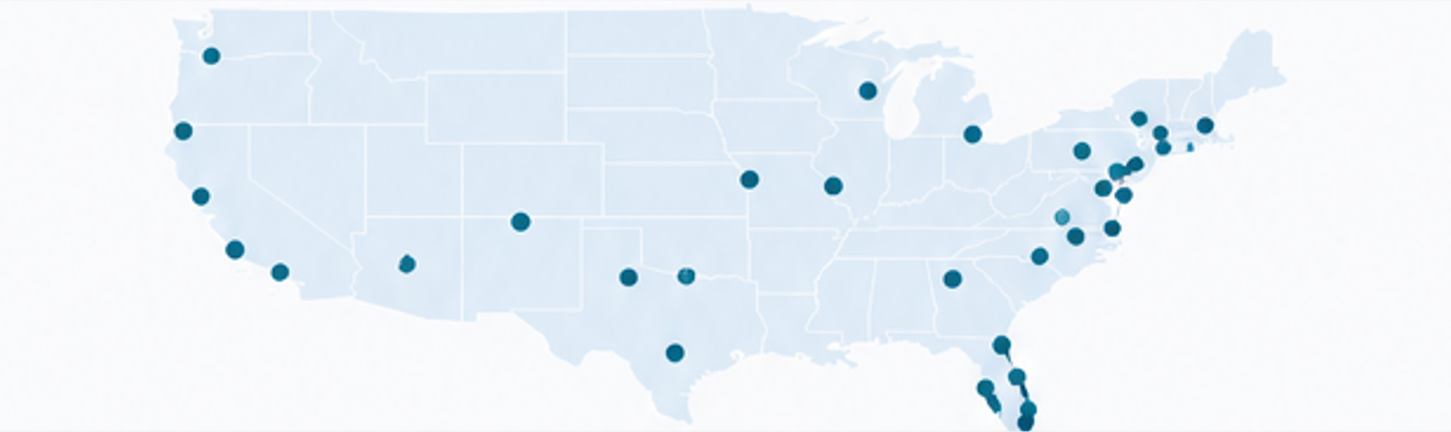 Map of the United States showing coverage areas