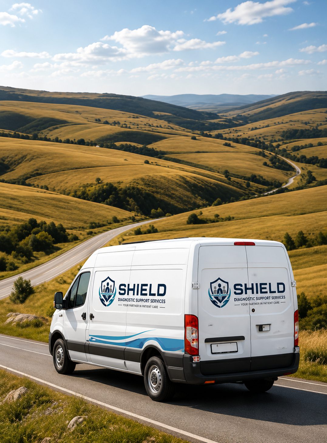 Mobile clinic van on rural road